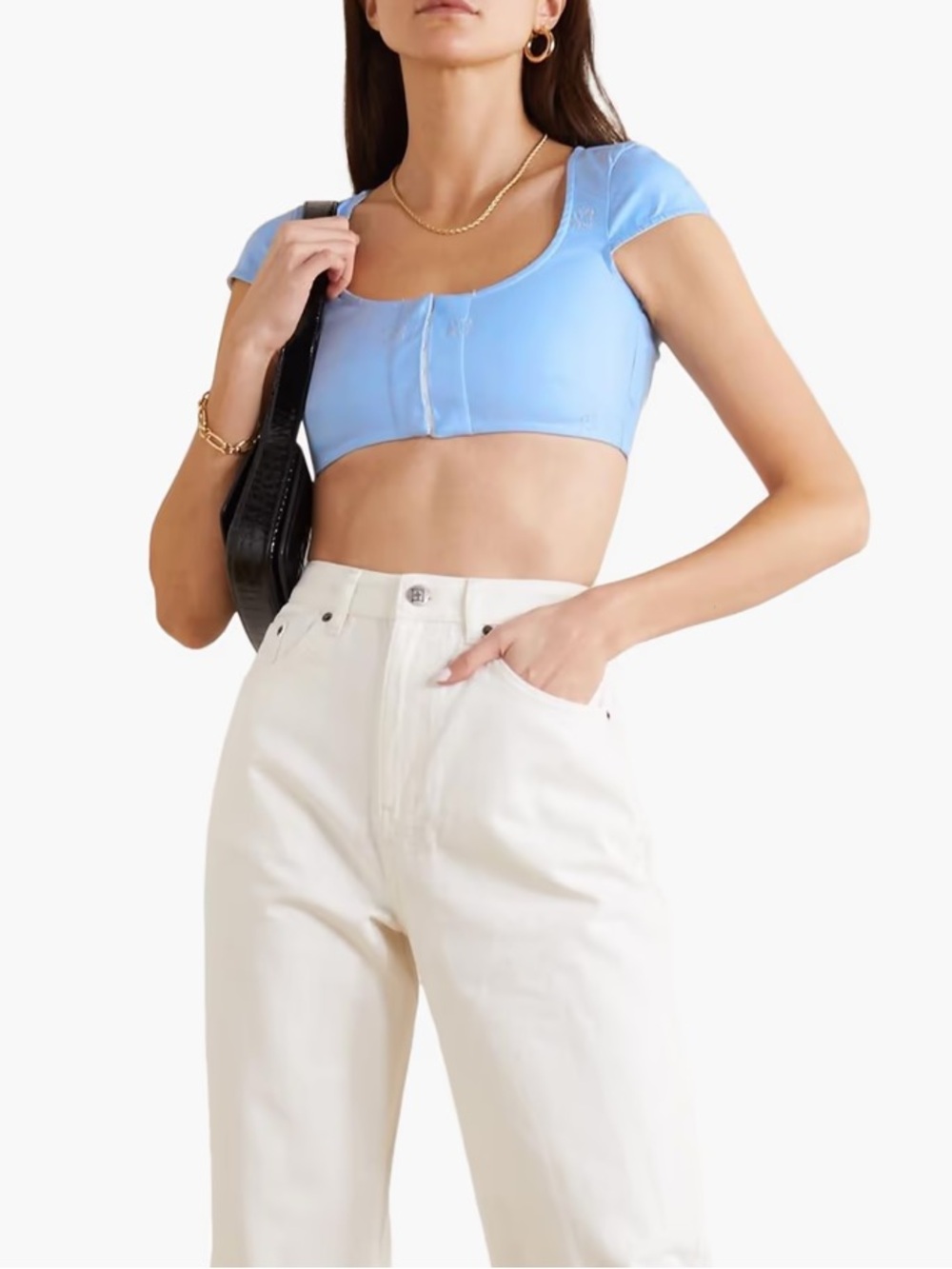 Miaou Jane Crop Embroidered Cotton Blend Top NWT